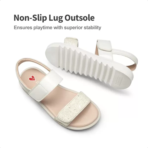 imageDREAM PAIRS Girls Sandals Glitter Two Strapped Casual Open Toe Sandals Little KidBig KidWhitepu