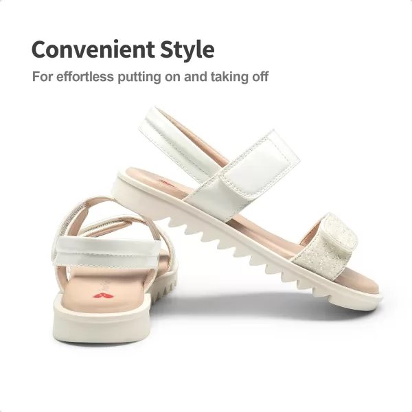 imageDREAM PAIRS Girls Sandals Glitter Two Strapped Casual Open Toe Sandals Little KidBig KidWhitepu