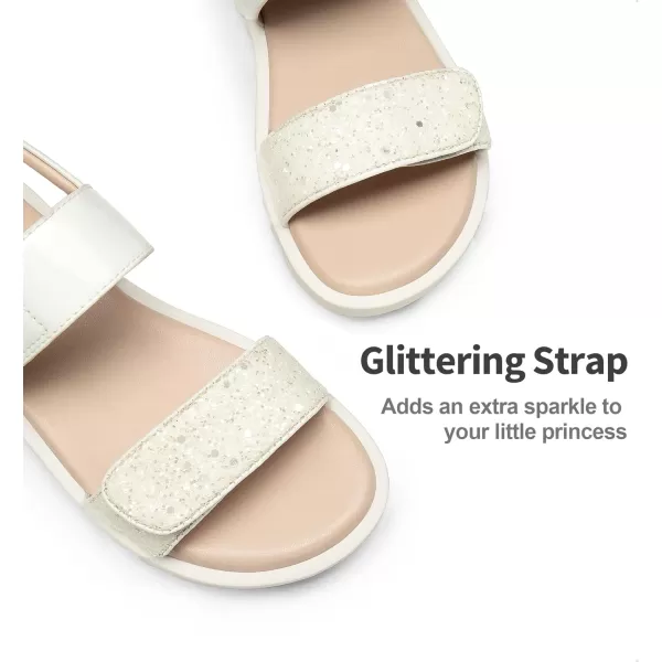 imageDREAM PAIRS Girls Sandals Glitter Two Strapped Casual Open Toe Sandals Little KidBig KidWhitepu