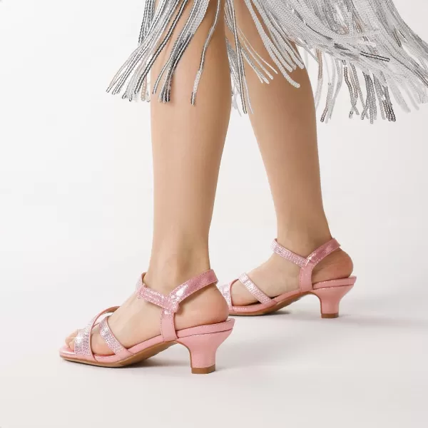 imageDREAM PAIRS Girls Sandals Low Heel Dress Open Toe Sandals Flower Wedding Party for Little KidBig KidRose Gold
