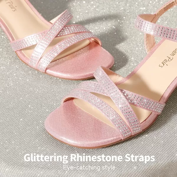 imageDREAM PAIRS Girls Sandals Low Heel Dress Open Toe Sandals Flower Wedding Party for Little KidBig KidRose Gold