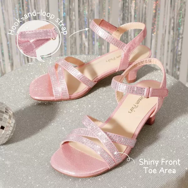 imageDREAM PAIRS Girls Sandals Low Heel Dress Open Toe Sandals Flower Wedding Party for Little KidBig KidRose Gold