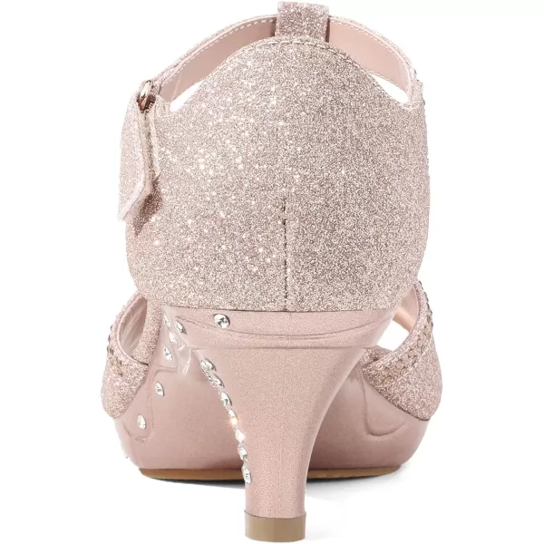 imageDREAM PAIRS Girls Sandals Low Heel Dress Pump Ankle T Strap Flower Shoes ToddlerLittle KidBig KidRoseGold