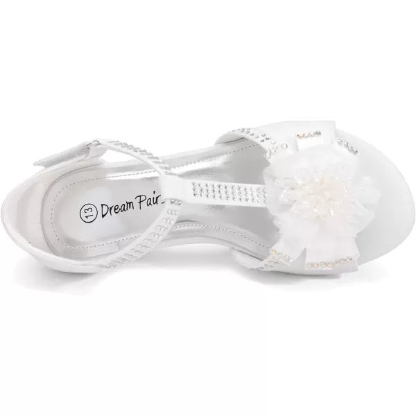 imageDREAM PAIRS Girls Sandals Low Heel Dress Pump Ankle T Strap Flower Shoes ToddlerLittle KidBig KidWhite