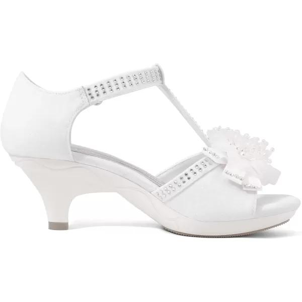 imageDREAM PAIRS Girls Sandals Low Heel Dress Pump Ankle T Strap Flower Shoes ToddlerLittle KidBig KidWhite