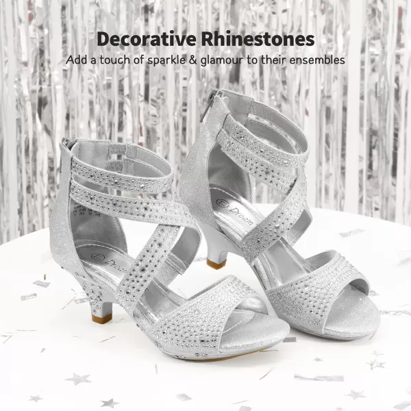 imageDREAM PAIRS Girls Sandals Low Heel Dress Pump SandalsSilver2