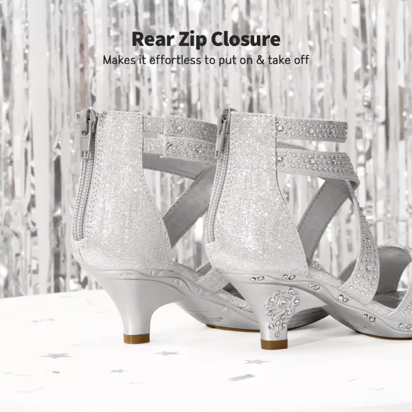 imageDREAM PAIRS Girls Sandals Low Heel Dress Pump SandalsSilver2