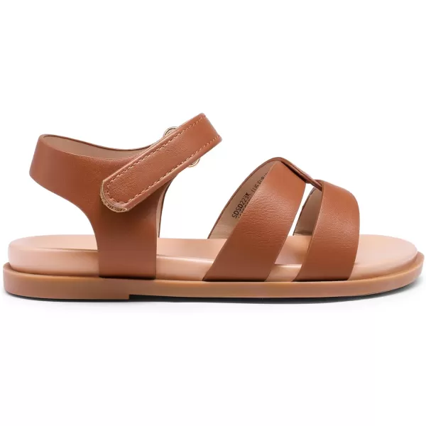 imageDREAM PAIRS Girls Sandals Open Toe Princess Flat Sandals Strappy Summer Shoes ToddlerLittle KidBrownpu