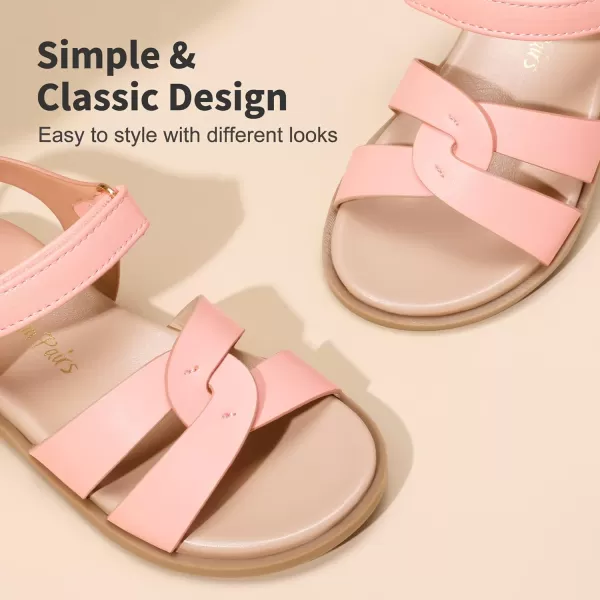 imageDREAM PAIRS Girls Sandals Open Toe Princess Flat Sandals Strappy Summer Shoes ToddlerLittle KidPinkPu