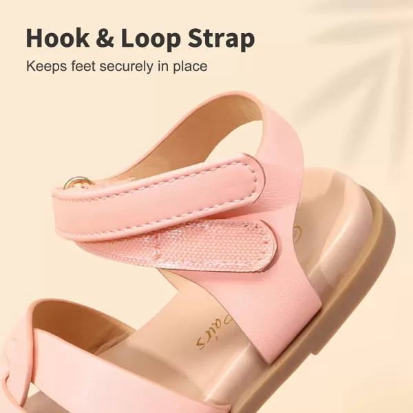 imageDREAM PAIRS Girls Sandals Open Toe Princess Flat Sandals Strappy Summer Shoes ToddlerLittle KidPinkPu