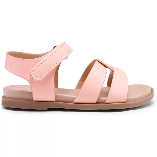 imageDREAM PAIRS Girls Sandals Open Toe Princess Flat Sandals Strappy Summer Shoes ToddlerLittle KidPinkPu