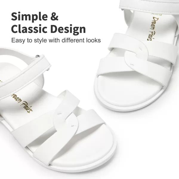 imageDREAM PAIRS Girls Sandals Open Toe Princess Flat Sandals Strappy Summer Shoes ToddlerLittle KidWhite
