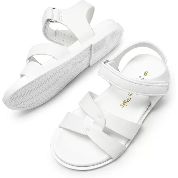 imageDREAM PAIRS Girls Sandals Open Toe Princess Flat Sandals Strappy Summer Shoes ToddlerLittle KidWhite