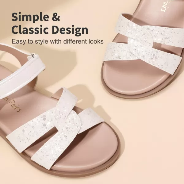 imageDREAM PAIRS Girls Sandals Open Toe Princess Flat Sandals Strappy Summer Shoes ToddlerLittle KidWhiteglitter