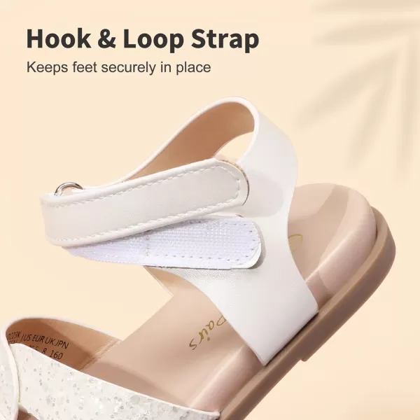 imageDREAM PAIRS Girls Sandals Open Toe Princess Flat Sandals Strappy Summer Shoes ToddlerLittle KidWhiteglitter