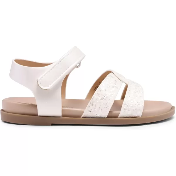 imageDREAM PAIRS Girls Sandals Open Toe Princess Flat Sandals Strappy Summer Shoes ToddlerLittle KidWhiteglitter