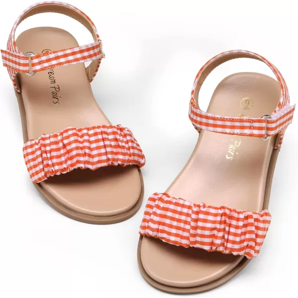 imageDREAM PAIRS Girls Sandals OpenToe Princess Dress Flat Sandals Summer ShoesToddlerLittle KidOrange