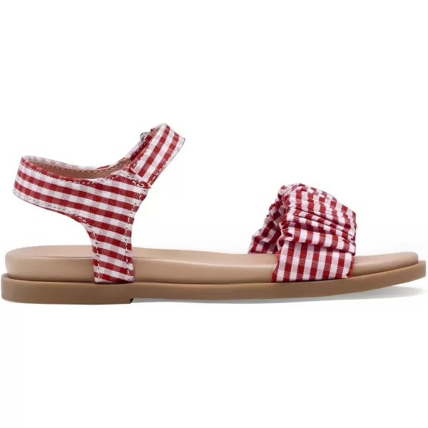 imageDREAM PAIRS Girls Sandals OpenToe Princess Dress Flat Sandals Summer ShoesToddlerLittle KidRed
