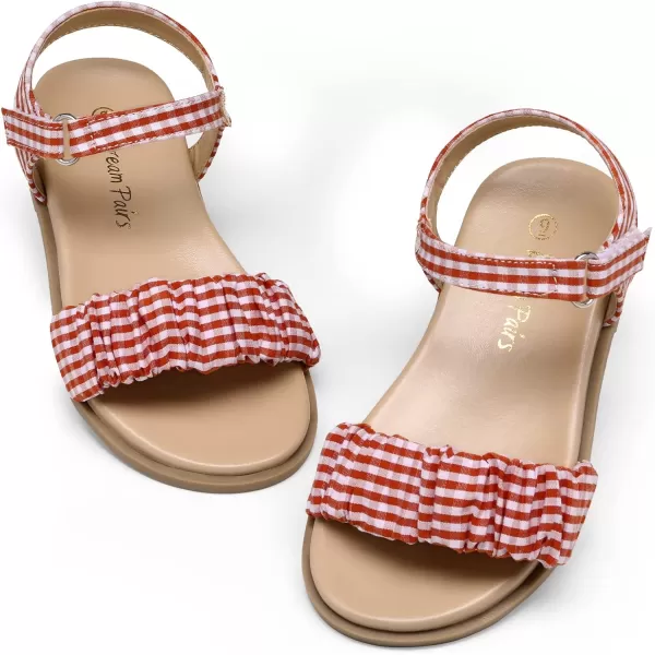 imageDREAM PAIRS Girls Sandals OpenToe Princess Dress Flat Sandals Summer ShoesToddlerLittle KidRed