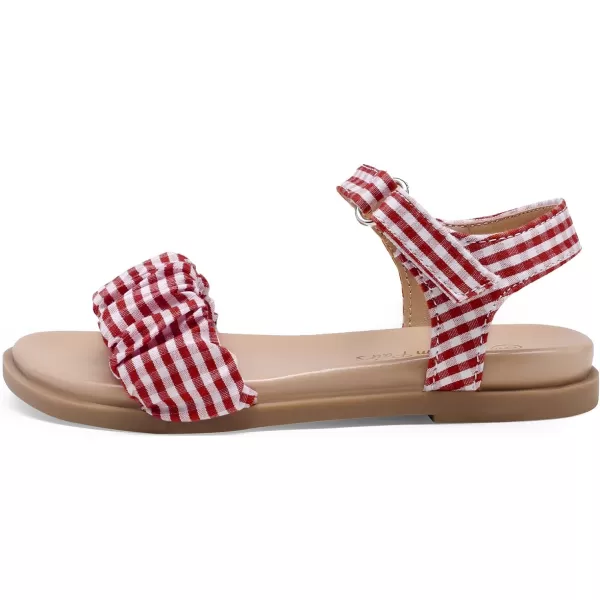imageDREAM PAIRS Girls Sandals OpenToe Princess Dress Flat Sandals Summer ShoesToddlerLittle KidRed