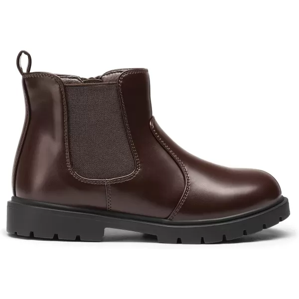 imageDREAM PAIRS Girls Side Zipper Chelsea Ankle Boots Little KidBig KidBrownPu