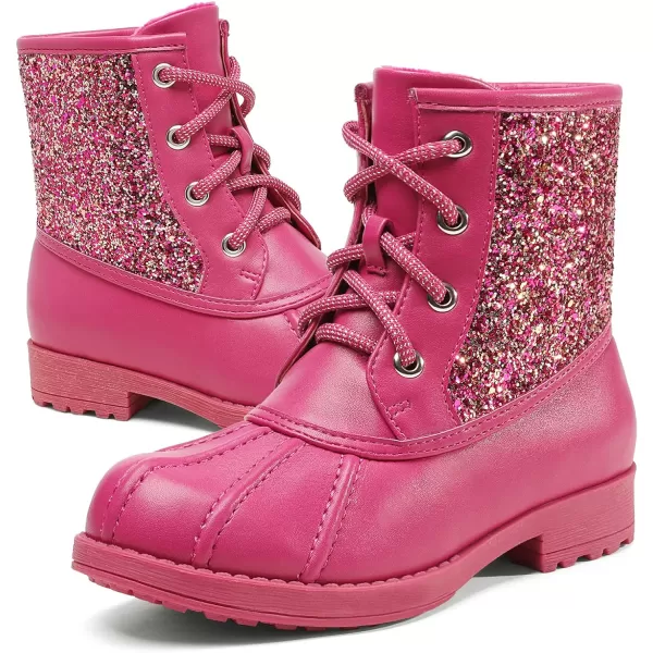 imageDREAM PAIRS Girls Side Zipper Glitter Ankle BootsToddlerLittle KidBig KidFuchsia