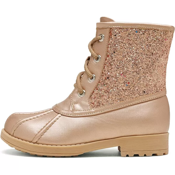 imageDREAM PAIRS Girls Side Zipper Glitter Ankle BootsToddlerLittle KidBig KidRoseGold
