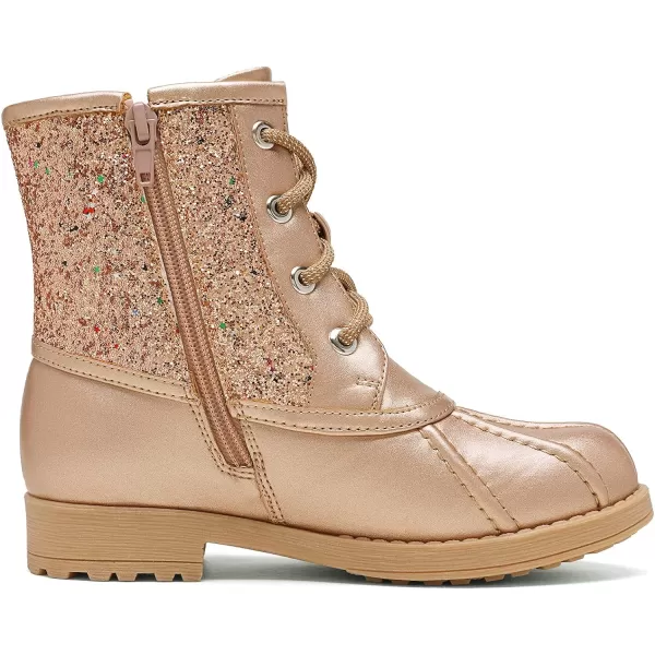 imageDREAM PAIRS Girls Side Zipper Glitter Ankle BootsToddlerLittle KidBig KidRoseGold
