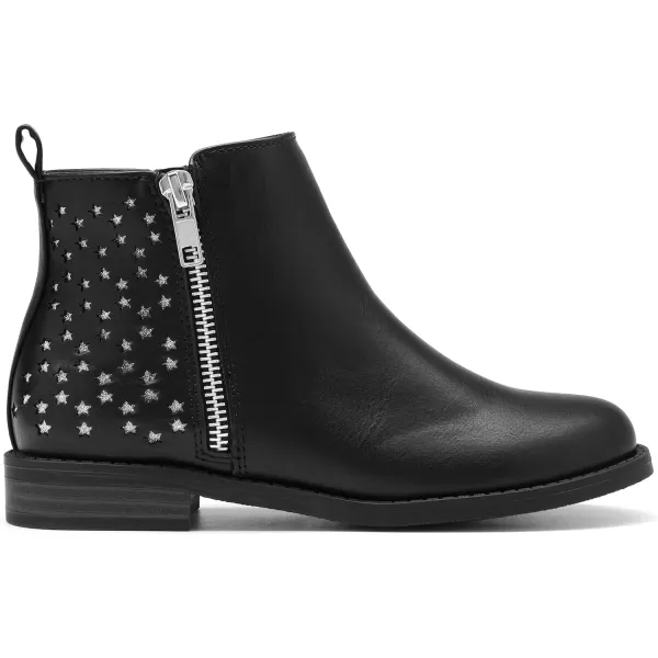 imageDREAM PAIRS Girls Side Zipper Low Heels Ankle Boots ToddlerLittle KidBig KidBlackPu