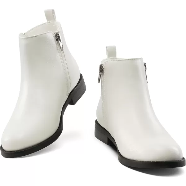 imageDREAM PAIRS Girls Side Zipper Low Heels Ankle Boots ToddlerLittle KidBig KidWhite