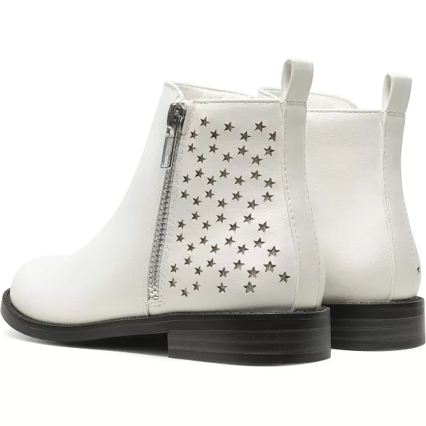 imageDREAM PAIRS Girls Side Zipper Low Heels Ankle Boots ToddlerLittle KidBig KidWhite