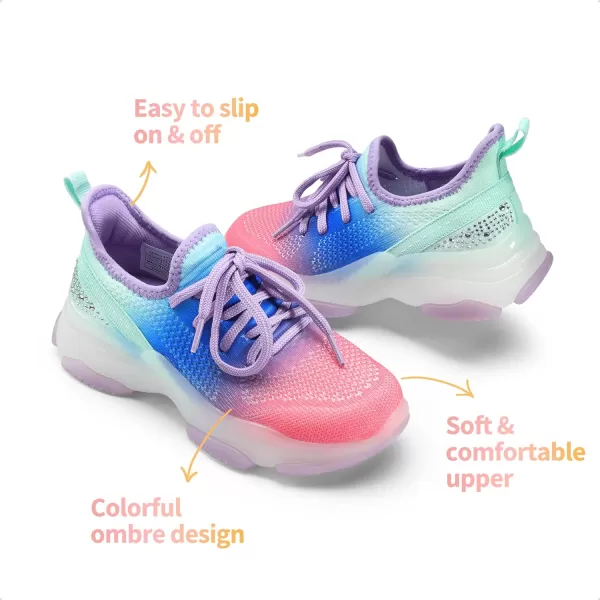 imageDREAM PAIRS Girls SlipOn Sneakers Kids Lightweight Jelly Sole Walking ShoesRainbowGreen