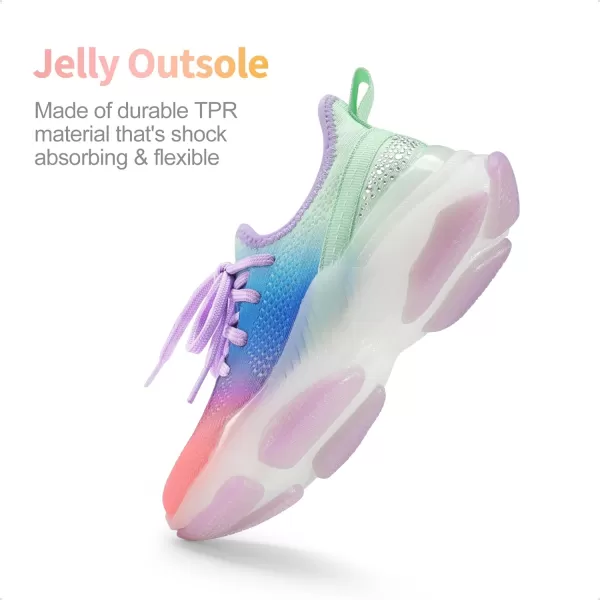 imageDREAM PAIRS Girls SlipOn Sneakers Kids Lightweight Jelly Sole Walking ShoesRainbowGreen
