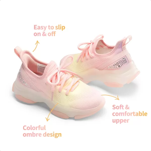 imageDREAM PAIRS Girls SlipOn Sneakers Kids Lightweight Jelly Sole Walking ShoesRainbowPink