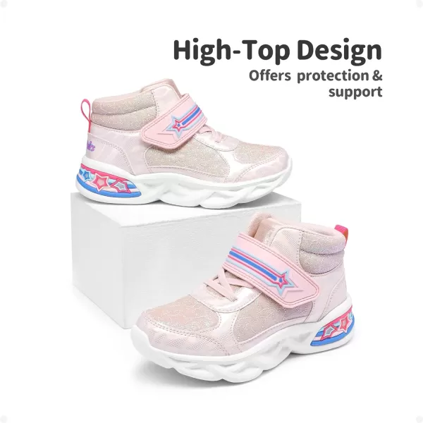 imageDREAM PAIRS Girls Sneakers High Top Casual Little Kids Glitter Walking Shoes Fashion BootPink