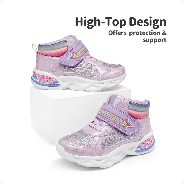 imageDREAM PAIRS Girls Sneakers High Top Casual Little Kids Glitter Walking Shoes Fashion BootPurple