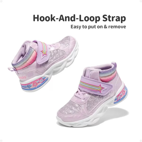 imageDREAM PAIRS Girls Sneakers High Top Casual Little Kids Glitter Walking Shoes Fashion BootPurple