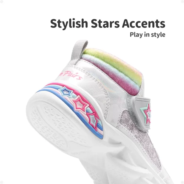 imageDREAM PAIRS Girls Sneakers High Top Casual Little Kids Glitter Walking Shoes Fashion BootSilver