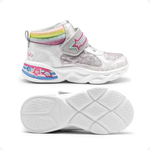 imageDREAM PAIRS Girls Sneakers High Top Casual Little Kids Glitter Walking Shoes Fashion BootSilver