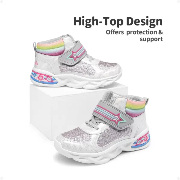 imageDREAM PAIRS Girls Sneakers High Top Casual Little Kids Glitter Walking Shoes Fashion BootSilver