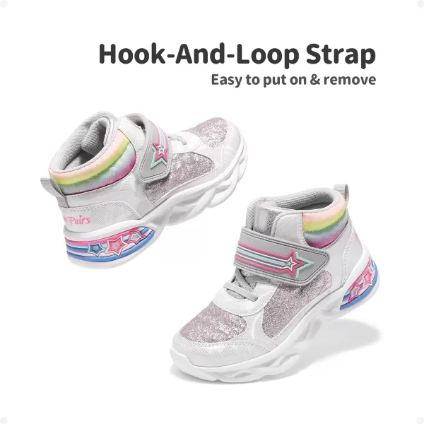 imageDREAM PAIRS Girls Sneakers High Top Casual Little Kids Glitter Walking Shoes Fashion BootSilver