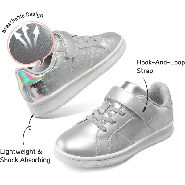 imageDREAM PAIRS Girls Sneakers Toddler Little Kids Tennis School Walking ShoesSilver