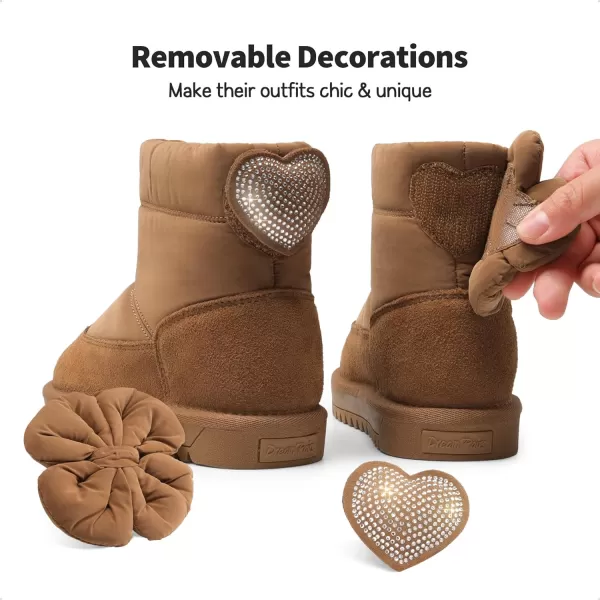 imageDREAM PAIRS Girls Snow Boots Kids Winter 10mm Puffy Faux Fur Lined Ankle Shoes for LittleBig KidCamel