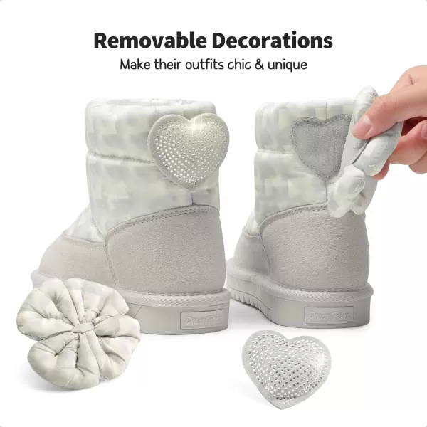 imageDREAM PAIRS Girls Snow Boots Kids Winter 10mm Puffy Faux Fur Lined Ankle Shoes for LittleBig KidGreyBeige