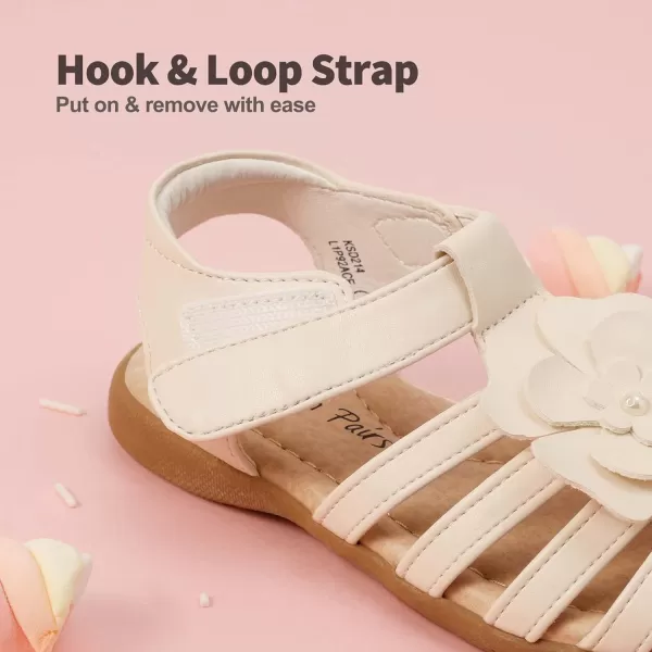 imageDREAM PAIRS Girls ToddlerLittle Kid ClosedToe Flower Summer Dress Sandals ShoesMilky White