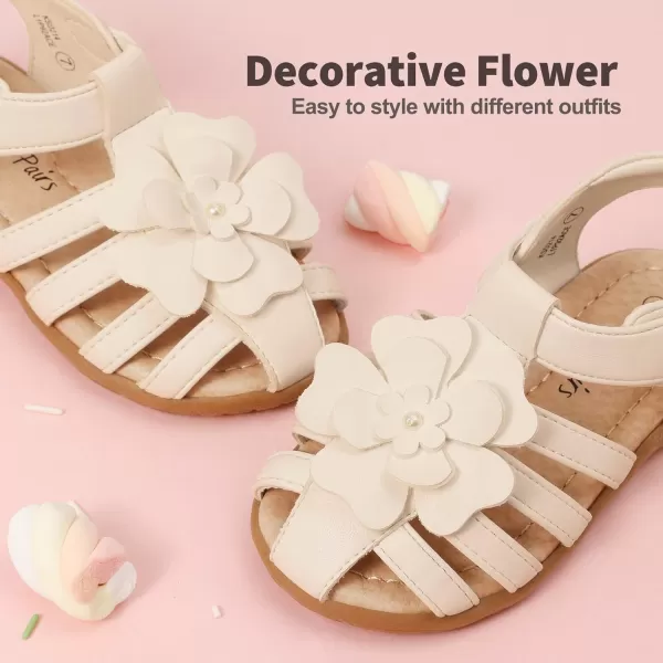 imageDREAM PAIRS Girls ToddlerLittle Kid ClosedToe Flower Summer Dress Sandals ShoesMilky White