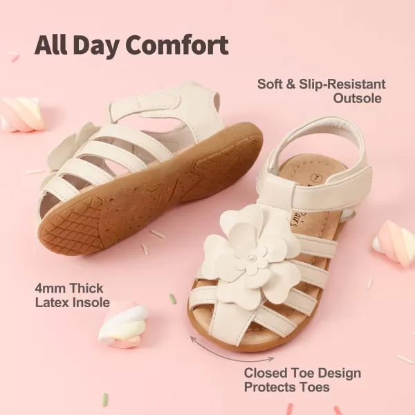 imageDREAM PAIRS Girls ToddlerLittle Kid ClosedToe Flower Summer Dress Sandals ShoesMilky White