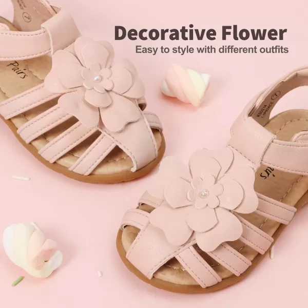 imageDREAM PAIRS Girls ToddlerLittle Kid ClosedToe Flower Summer Dress Sandals ShoesPink