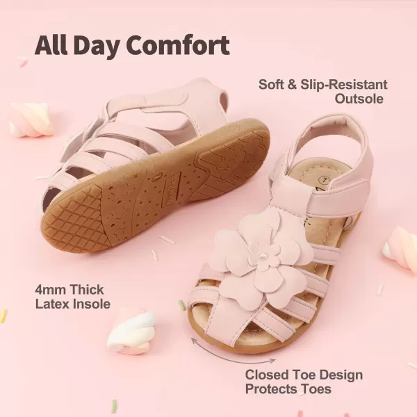 imageDREAM PAIRS Girls ToddlerLittle Kid ClosedToe Flower Summer Dress Sandals ShoesPink