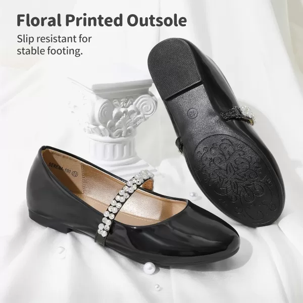 imageDREAM PAIRS Girls ToddlerLittle KidBig Kid Serena100 Mary Jane Ballerina Flat ShoesBlackPat